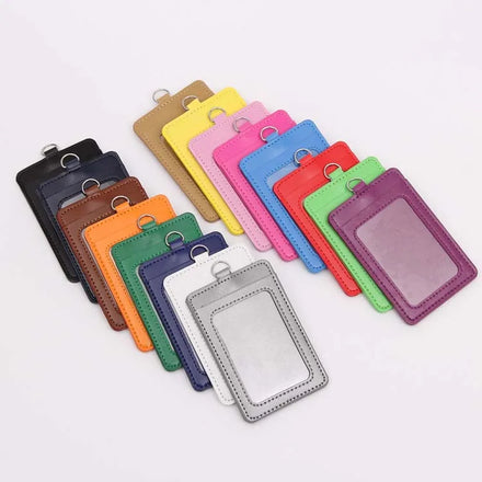 Promotional Wholesale Vertical Removable With 2 Credit Card Slots Pu Leather Id Badge Card Holder