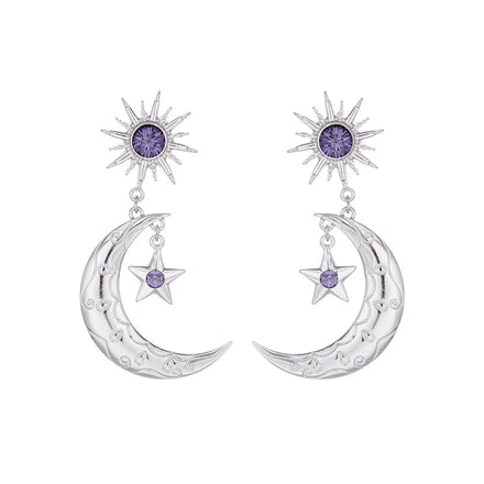 2022 Fashion Jewelry Bohemian Pendant Earrings Stones Long Earring Women Ladies Party Moon and Stars Golden Color Earring