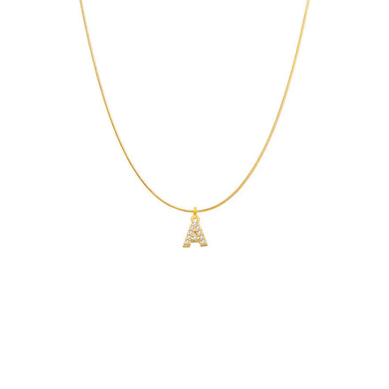 Fenny Fashion No Fade Snake Chain Dainty Zirconia Pave English Letter Pendant Necklace Stainless Steel Jewelry Wholesale