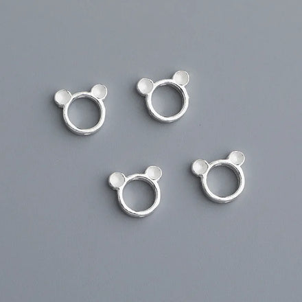 S925 Sterling Silver Cute Cartoon Spacer Beads Bear Ear Metal Bead Hat DIY Bracelet Buckle Handmade DIY Jewelry Accessories