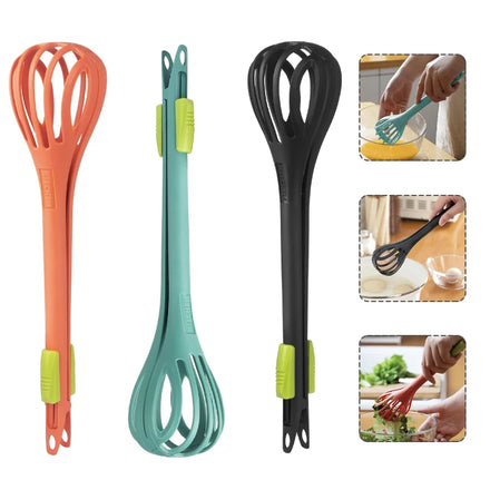 2 in 1 Food Clip Multifunctional Kitchen Tong Egg Mixer Plastic Egg Whisk Beater Clip for Noodle