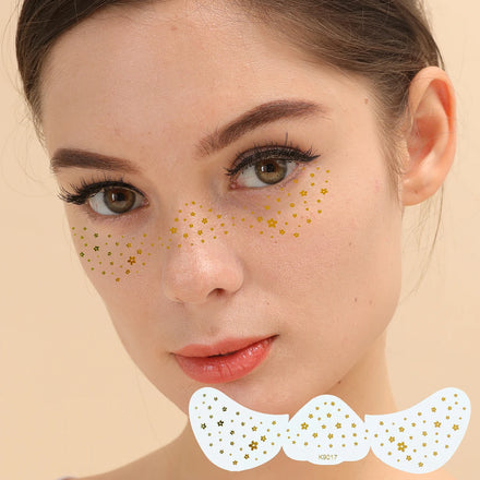 Custom OEM Factory Wholesale Temporary Tattoo Stickers Female Gold Stamping Eye and Face Freckle Body Art Waterproof Supplies