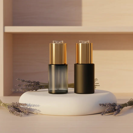 15ml 20ml 30ml Gold Silver Color Glass Cosmetic Serum Push Button Dropper Bottle with Glass Dropper