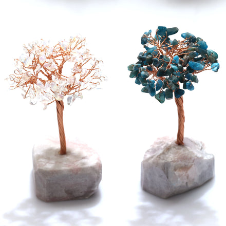 Semi-precious Stone Crafts Handmade Carved Polished Colorful Crystal Ornament Tree for Home Decoration