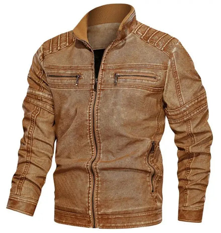 Zipper Pockets Racing Gear Men Fashion Leather Motorcycle Jackets Motorbike Jacket Windproof Coat