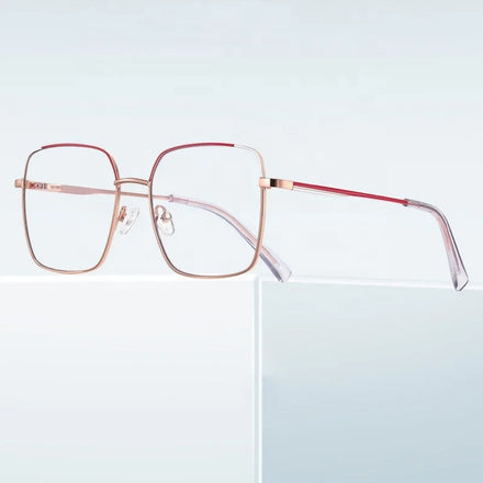 Jiuling Eyewear Custom Laser logo Prescription Medical Eyeglasses Oversized square Metal Frame Blue Light Blocking Eye Glasses