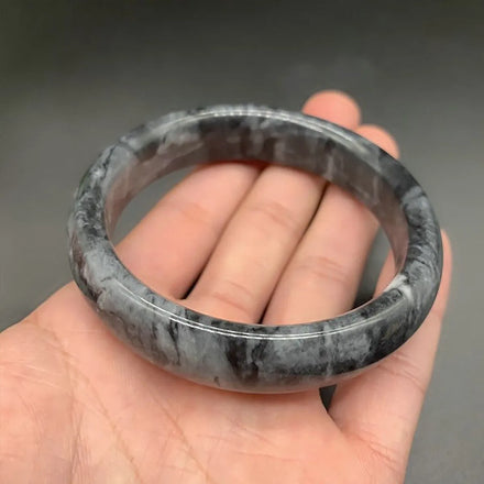Chinese Beautiful Natural Black and White Jade Carbonate Jade Trendy Punctual Brand Unisex Bangle Gift