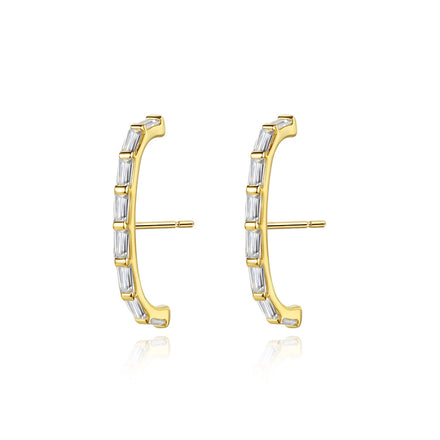 Daidan Dainty Pave Luxury Zirconia C Shape Cuff S925 Sterling Silver Cuff Earring