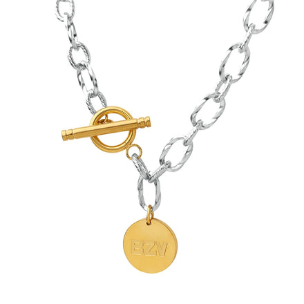 Hip-hop Necklace Accessories Gold Steel Two-color OT Buckle Splicing Stainless Steel Fashion Jewelry