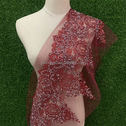 Designer Bodice Mesh Fabric Rhinestone Applique for Evening Gowns Shimmery African Dress Bridal Dresses Prom Dresseswedding