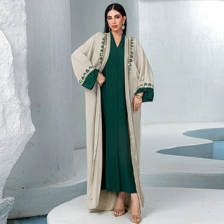 Ramadan Eid Women Kaftan Caftan Dubai Islamic Clothing 2 Pieces Set Plain Design Abaya Turkish Robe