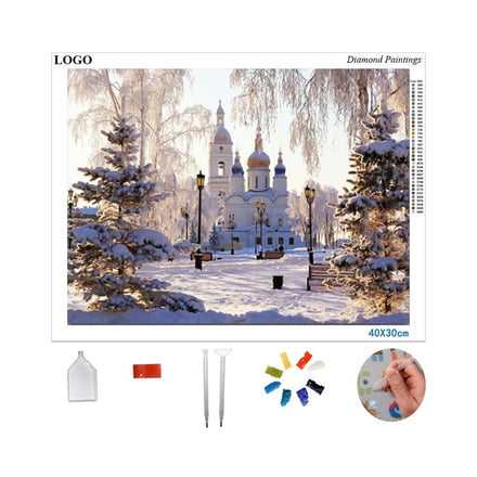 New Selling 5d Full Drill Adults Diy Diamond Painting by Number Castle Water 30*40cm No Frame Painting