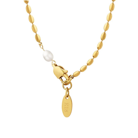 Hot Selling French Natural Fresh Water Pearl Stainless Steel Friendship Necklace Colorfast Jewelry