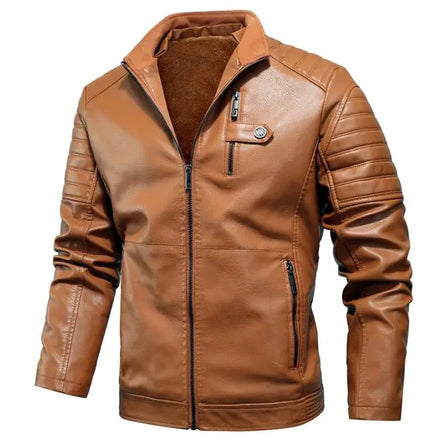 Men Motorbike Leather Jackets Breathable Wholesale Fashion Cool Zipper Leather Jackets Thick Fleece Warm Winter Coat