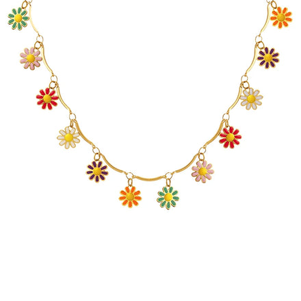 Free Design Cute Flower Sunshine Necklace Design Stainless Steel Necklace for Women
