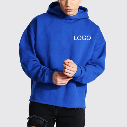 OEM Custom Logo Unisex Cropped Sweatshirts Plain No Drawstring Heavy Weight Hoodie Hem Raw Edge Bottom Cropped Hoodies Men