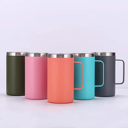 FX Factory 24oz 304 Stainless Steel Vacuum Insulated Tumbler Double Wall Coffee Mug Portable Handle Classic Design Eco-Friendly