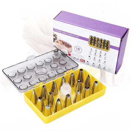 Stainless Steel Piping Tips Set 18pcs Cake Decorating Tools Cake Decorating Pastry Icing Tips Nozzles Kit Baking Piping Tools