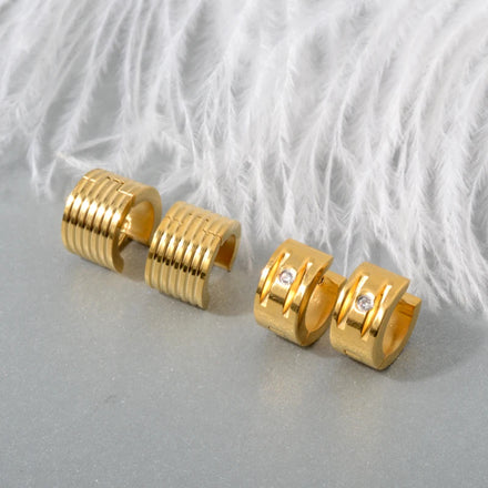 Fashionable Personalized Line Round Broad Earrings Gold Color Round Japanese and Korean Earrings Wholesale