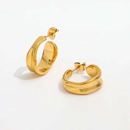 Fenny Waterproof&Tarnsih Free Irregular Smooth Hoop Earring Trend for Women Wholesale Stainless Steel Ladies Jewelry