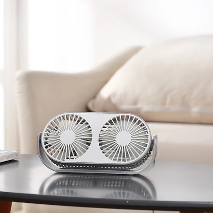 USB Battery Powered Air Cooling Mini Desktop Fan with Adjustable Height Customizable Outer Box for Car & RV Use