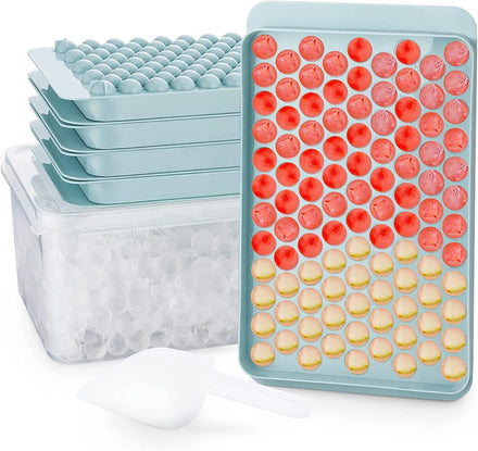 104 Small Circles Mini Ice Cube Tray Tiny Ice Cube Mold with Lid Bin Ice Scoop for Chilling Drinks Coffee Juice Cocktail