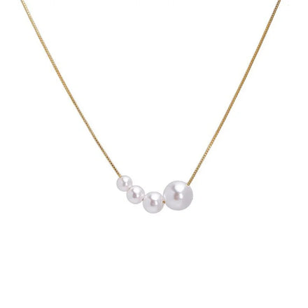 New Fashion Stainless Steel Natural Pearl Charm Link Chain Necklace for Women Pendant Choker Gift Engagement Party
