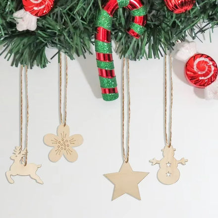 Tailai Wooden Christmas Ornaments DIY Wood Circles for Crafts Centerpieces Holiday Hanging Decorations
