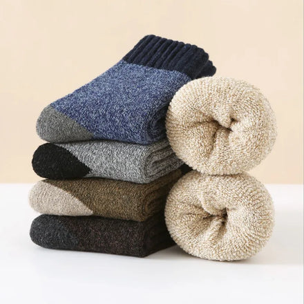 Men's Casual Thick Wool Dress Socks Sweat-Absorbent Winter Plush Cahmere Sox Wholesale Chunky Cahmere Sox