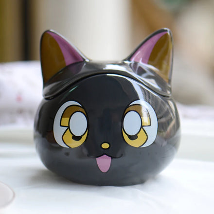 Handmade Custom Personalised Nordic Ceramic Coffee Cups 301-400ml with Rope Wholesale Cute Novelty Black White Cat Cartoon Mugs