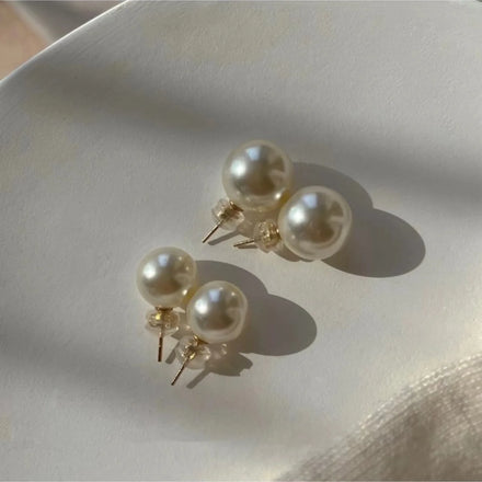 Pure 925 Sterling Silver Elegant Cute Strong Light Large Round Shell Pearl Stud Earrings for Women Girls