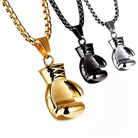 Sporty Gloves Choker Necklace Boxing Pendant Chain Necklace Stainless Steel Custom Jewelry Punk Gold Silver Black 1pc/opp Bag