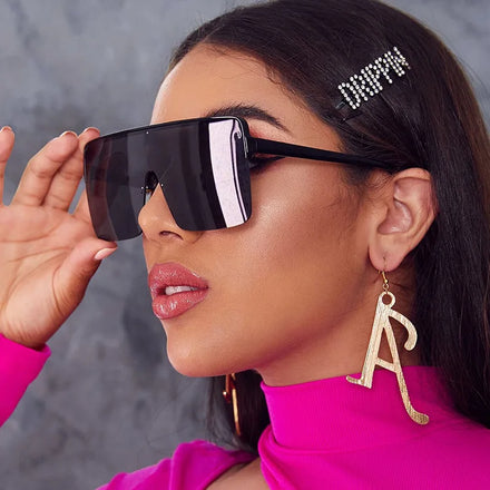 UNOC Trendy Frame One-Piece Sunglasses New Fashion Square Ocean Lens Stylish Personality Sun Glasses Shades