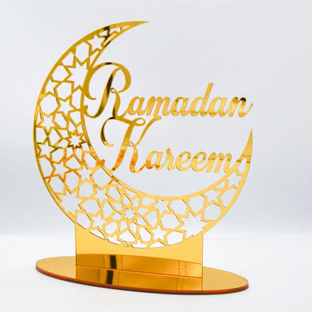 Eid Mubarak Acrylic Ornament With Light Strip Ramadan Moon Decorations for Home Eid Ramadan Islamic Muslim Party Favor Supplies