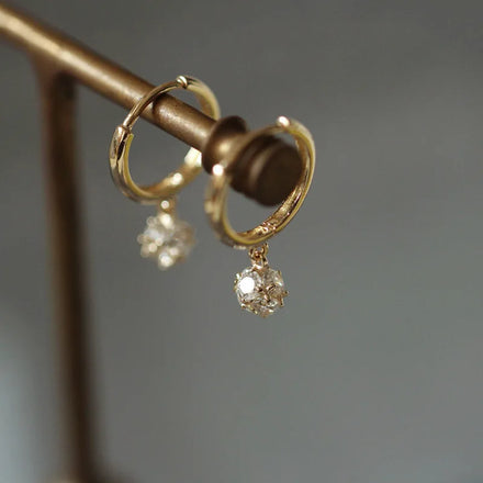 Vintage INS Inspired Shiny Zircon Ball Drop Stud Hoop Earrings 925 Pure Sterling Silver for Women Girls Gold for Wedding Gift