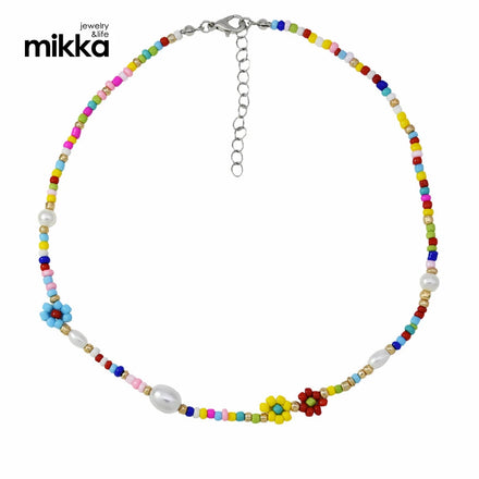 Hot Sale Handmade Small Smile Face Colorful Rice Beads Necklace Women Jewelry Choker Necklaces