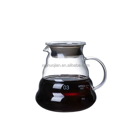Hand made high borosilicate glass coffee share pot 360ml 600ml 800ml glass server pot