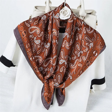 Fashion Foulard Custom Bohemia Digital Printing 70x70cm Satin Square Scarves Women Luxury Elegant Bandanas Shawl