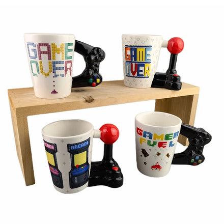 Boy Presents 3D Creative Cartoon Game Pottery Ceramic Disposable Coffee Mug with Rope Handle Brand Qihe Industry