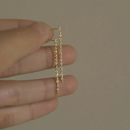 Shiny Ear Line 18k Gold Plated Pure 925 Sterling Silver Simple INS Fashion Line Tassel Stud Earrings for Women Girls