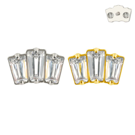 GZN Jewellery Lip Ring Titanium Fashion Internally Thread 3 Rectangle Top Labret 16G Zircon High Grade Body Jewelry Stud 5pcs