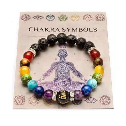 7 Chakra Gift Men Women Natural Crystal Healing Anxiety Jewellery Mandala Yoga Meditation Beaded Bracelet