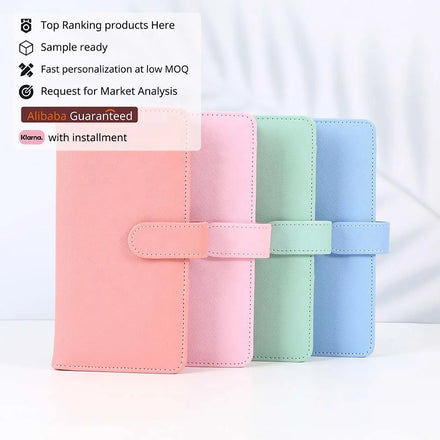 Dusty Pink Black Peach Blue Teal Saffiano Print Vegan Leather Compact SLIM Ring-less Folder for Cheques Passports & Notes