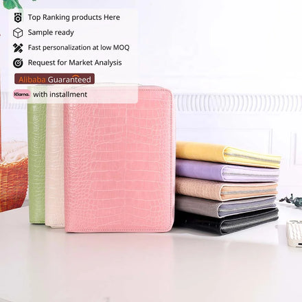 Crocodile Ring-less A5 Zip Folio Clutch Agenda Cover Folder for Half-Letter / Junior / A5 Notebooks Bible / Planners