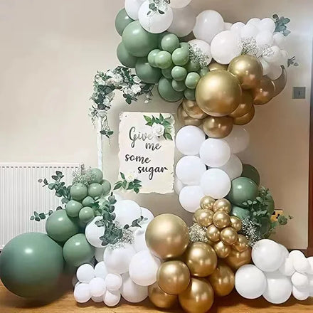 139pcs Retro Green White Balloon Garland Arch Kits for Wedding Backdrop Decoration Theme Birthday Party Decor Anniversary Props