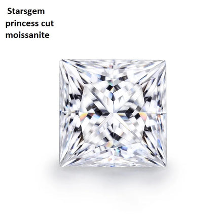 Starsgem Large Gemstone DEF VVS clear White Big Size square Princess Cut Moissanite