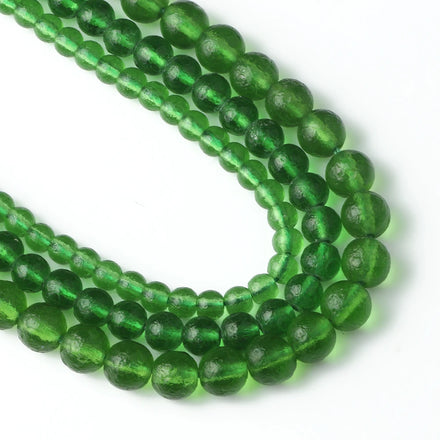Matte Green Energy Czech Meteorite Glass Round Beads 6-10mm 38cm Jewelry Making DIY Charm Bracelets