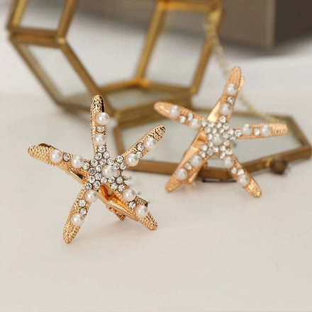 Wholesale Hot Selling Women's Hairstyle Design Headwear Pearl Hairpin Starfish Hair Clip