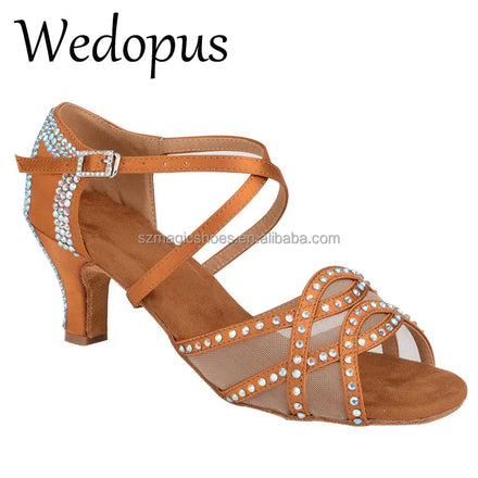 Bronze Sandals Dance Shoes Women Low Heel