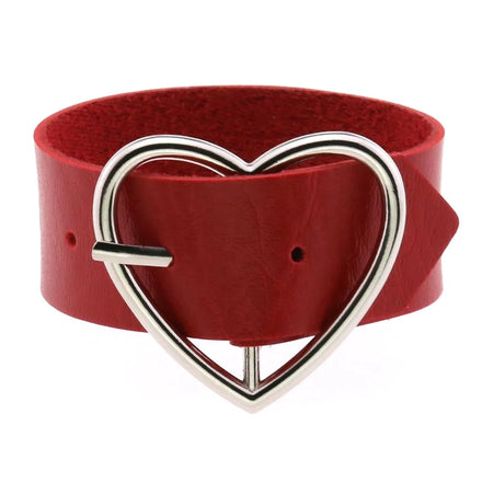 Classic Heart Shaped Bangle Punk Harajuku Gothic Creative PU Leather Peach Shaped Bracelet